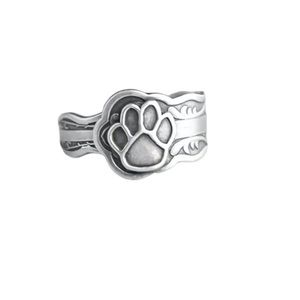 Antique Silver Paw Print Ring